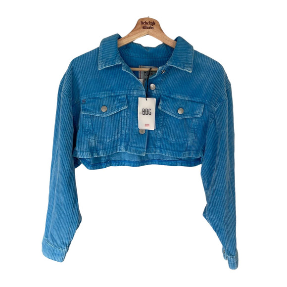 NWT Urban Outfitters BDG Carissa Cropped Corduroy Jacket in Blue XS - Picture 7 of 15